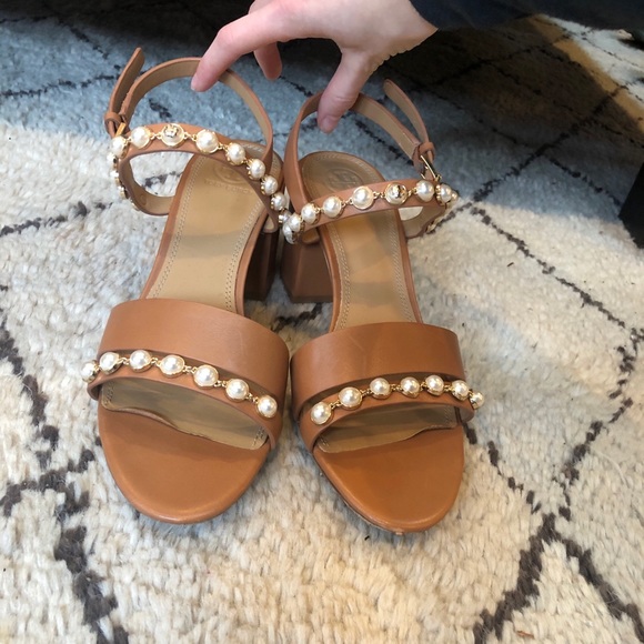 Tory Burch Emmy Pearly Studded Block Heel Sandals - Picture 4 of 8